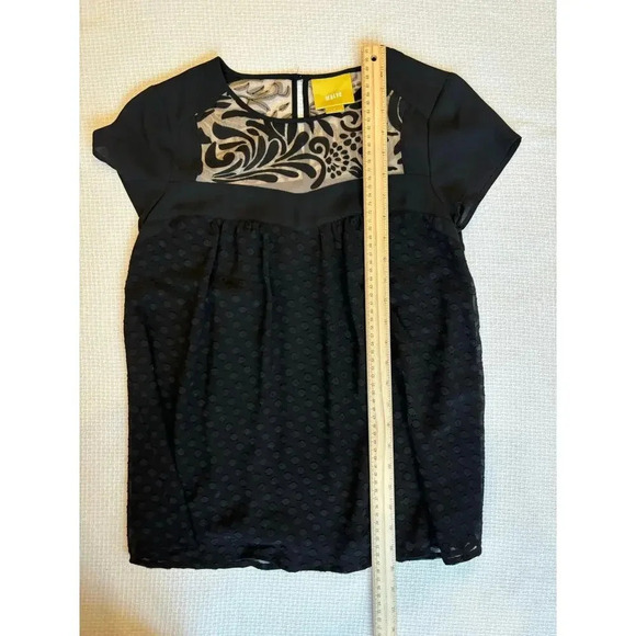 Anthropologie Maeve top black XS sheer babydoll holiday party whimsigoth fairy - Picture 7 of 7